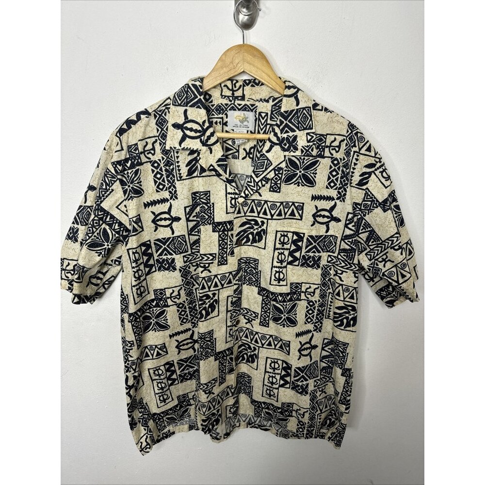 Ho Aloha Vintage Hawaiian Tropical Turtle Sea Life  Men's Size XL Shirt Vacation
